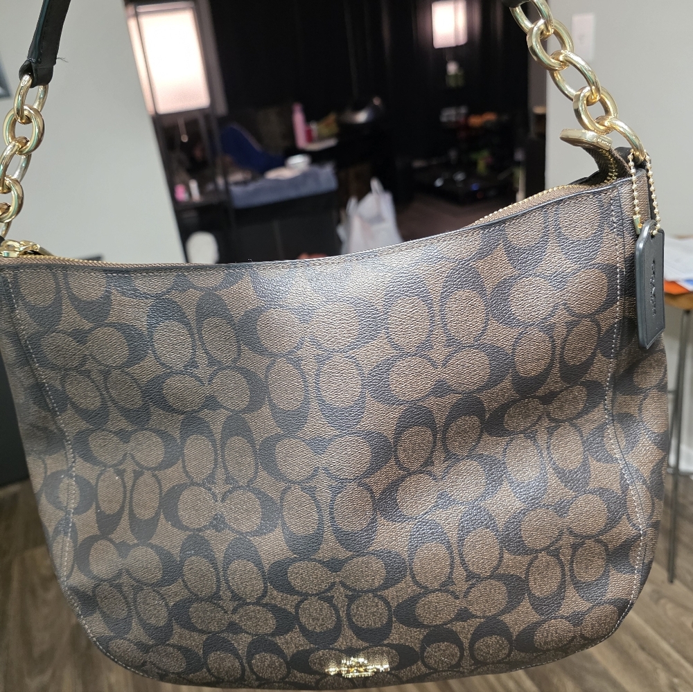 Coach Dark Brown Signature Shoulder Bag - Picture 6 of 7